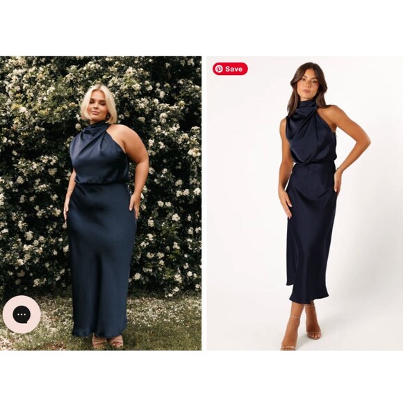 Petal & Pup Anabelle Halter Neck, Midi Dress Navy Extra Large NWT - Picture 1 of 10